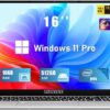 16 Inch Laptop Computer, Gaming Laptop, 16GB RAM 512GB SSD, Intel 12th Gen N95 Processor(up to 3.4GHz), FHD 1920 * 1200, 180 Angle Opening, Fingerprint Unlock, Backlit Keyboard, Windows 11 Pro