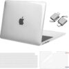 MOSISO Compatible with MacBook Air 13 inch Case 2024 2023 2022 M3 A3113 M2 A2681 Touch ID, Plastic Hard Shell&Keyboard Cover&Screen Film&Type C Adapter for MacBook Air 13.6 inch Case, Crystal Clear