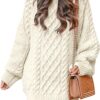 ANRABESS Women Long Sleeve Oversized Cable Knit Chunky Baggy Loose Pullover Tunic Mini Sweater Dress 2024 Trendy Fall Outfits