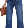 GRAPENT Womens Flare Jeans High Waisted Wide Leg Baggy Jean for Women Stretch Denim Pants