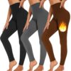 3 Pack Fleece Lined Leggings Women High Waisted Warm Winter Yoga Pants for Women Thermal Running Workout Leggings