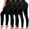 4 Pack Leggings for Women Butt Lift High Waisted Tummy Control No See-Through Yoga Pants Workout Running Leggings