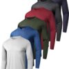 6 Pack Men's Quick Dry Long Sleeve Shirts Moisture Wicking Sun Protection UV UPF SPF Performance T-Shirt for Casual