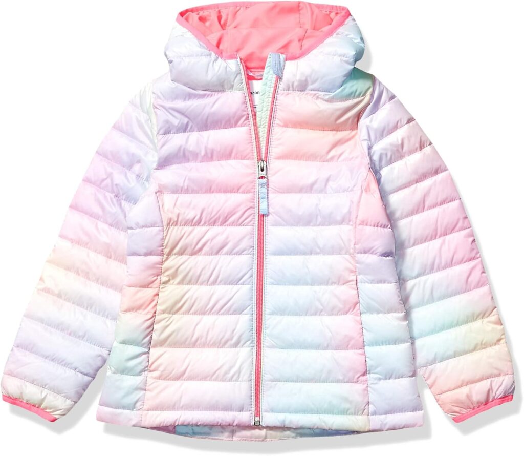 Amazon Essentials Girls and Toddlers' Lightweight Water-Resistant Packable Hooded Puffer Jacket