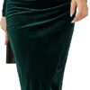 DIRASS Women's Elegant Velvet Long Sleeve Wrap V Neck Ruched Bodycon Cocktail Party Maxi Dress