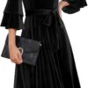 DRESSTELLS Velvet Cocktail Dress for Women, 2024 Christmas Holiday Party Long Sleeve Velour Dresses