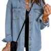 Dokotoo Women's Oversized Denim Jacket Casual Long Boyfriend Distresse Jean Jacket Autumn Spring