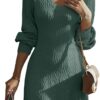 Dokotoo Work Dresses for Women 2024 Trendy Fall Dresses V Neck Knit A Line Long Sleeve Dress Sweater Dress