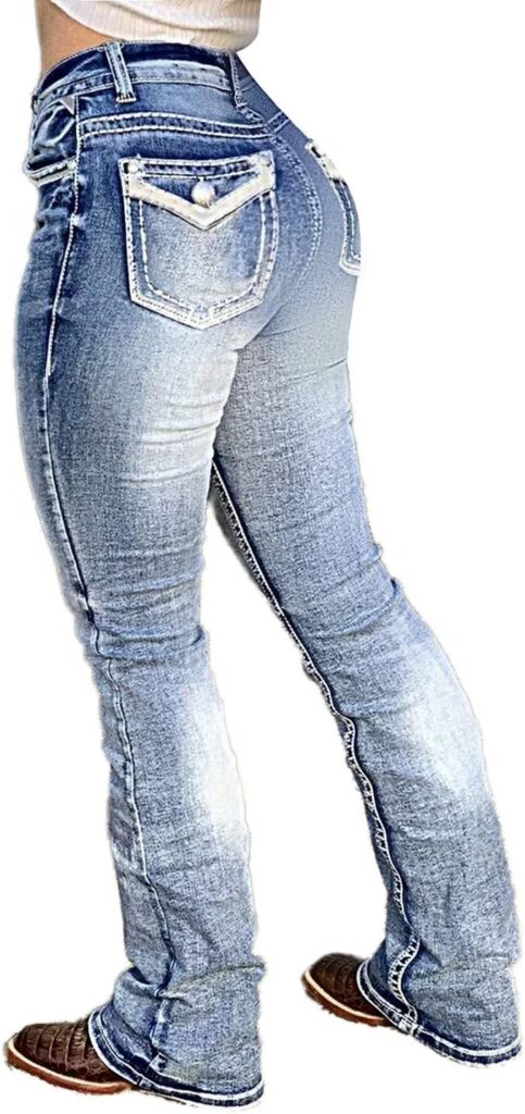 Flamingals Boot Cut Jeans for Women Trendy Stretch Jeans Butt Lifting Jeans Tummy Control Jeans Denim Pants