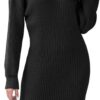 HDLTE Womens Long Sleeve Fall Sweaters Oversized Loose Mock Neck Pullover Sweater Dress for Women Fall Winter Trendy 2024