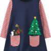 HILEELANG Toddler Girl Christmas Dress Long Sleeve Fall Winter Cotton Casual BasicTunic Shirt Dresses