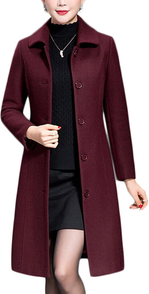 Jenkoon Women's Wool Trench Coat Winter Long Thick Overcoat Walker Coats