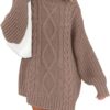 LILLUSORY Women's Crewneck Oversized Sweater Dress 2024 Fall Fashion Cable Knit Long Sleeve Dresses Chunky Pullover Tops