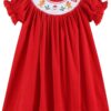 Lil cactus Baby and Girls Christmas Smocked Bishop Dress