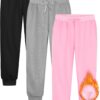 Resinta Girls Fleece Lined Sweatpants Youth Jogger Athletic Pants Kids Pull-On Pants with Pockets and Drawstring