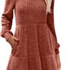 SAMPEEL Womens Square Neck Long Sleeve Fall Dresses Casual Babydoll Sweater Dress