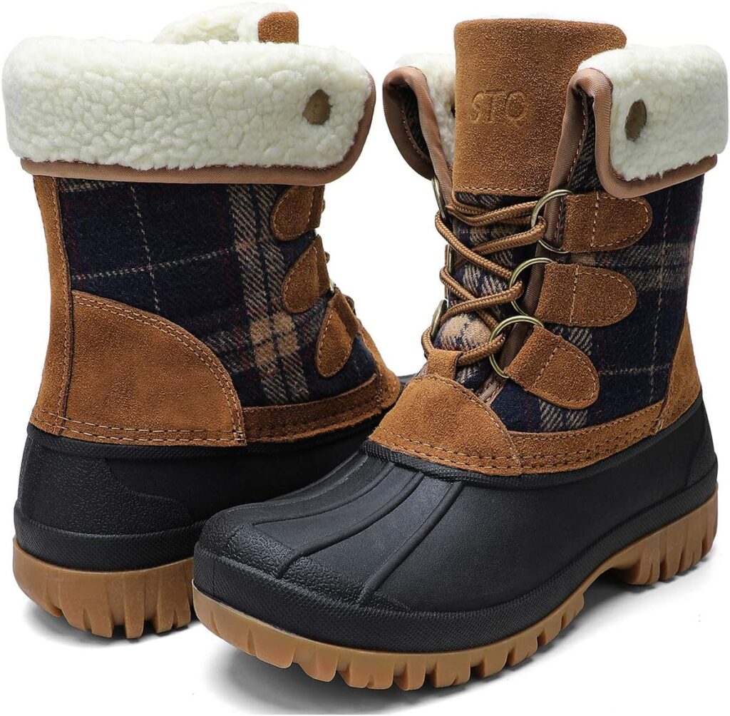 STQ Womens Winter Duck Boots Waterproof Cold Weather Snow Boots