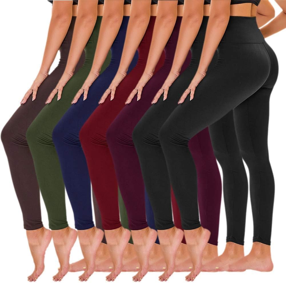 TNNZEET 7 Pack Leggings for Women - High Waisted Yoga Pants with Pockets Black Leggings Women Full Length & Capri