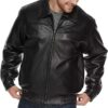 Victory Mens Leather Jacket Mens Genuine Leather Bomber Jacket Motorcycle Jacket With Zip Out Liner