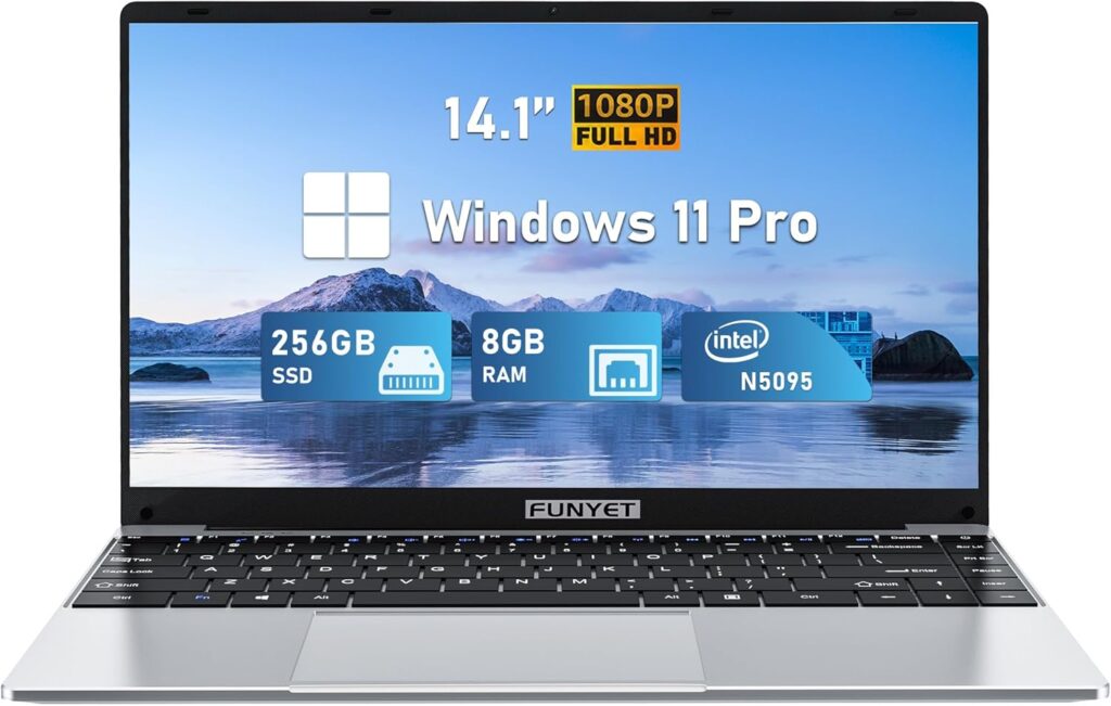 14 Inch Laptop Computer, Gaming Laptop, 8GB RAM 256GB SSD, Intel Celeron N5095 Processors, FHD 1920 x 1080, Supports 180 Angle Opening, Windows 11 Pro