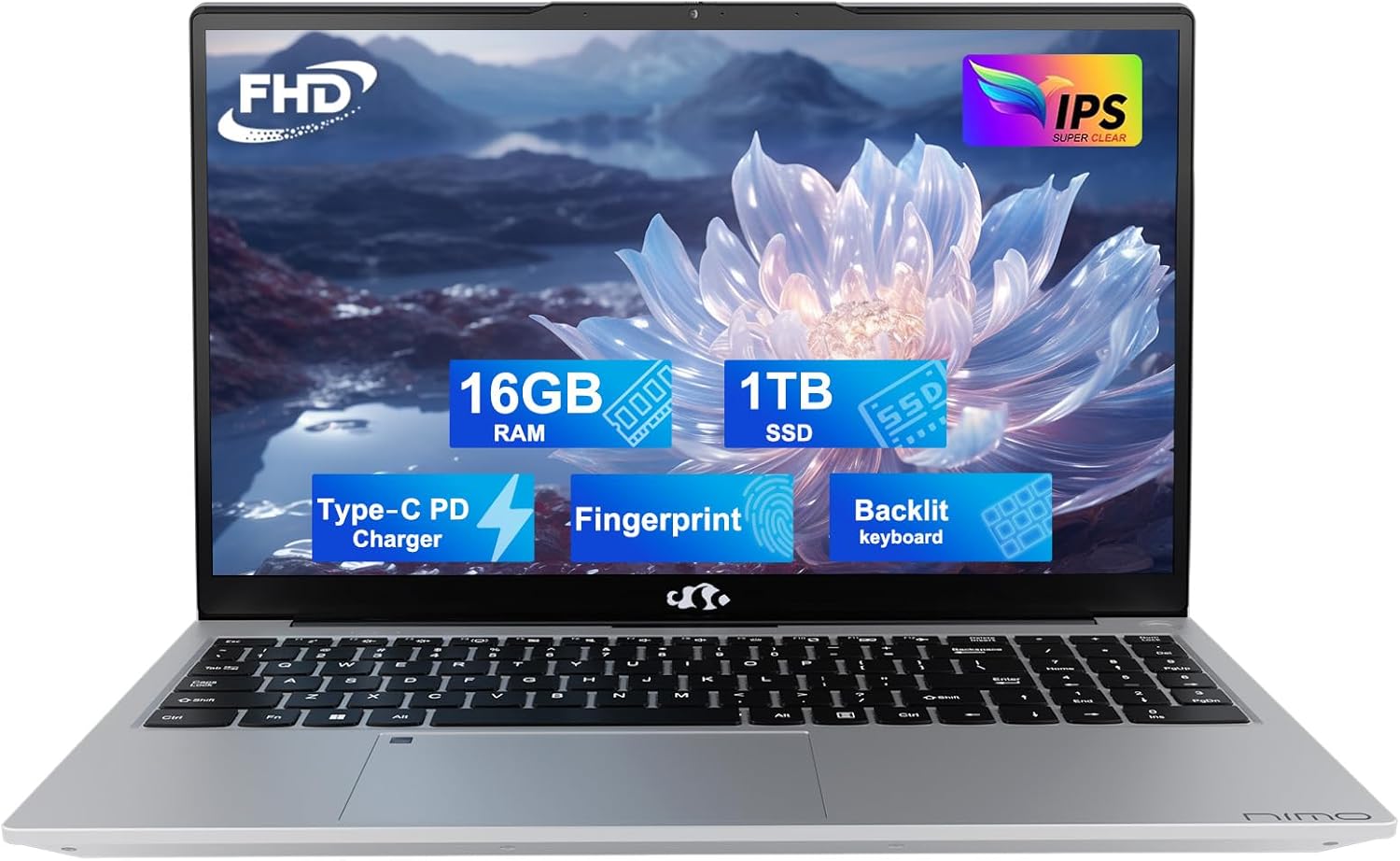 15.6" IPS FHD Student Laptop, 16GB RAM 1TB SSD, Intel Pentium Quad-Core N100 (Beat to i3-1115G4, Up to 3.4GHz), Backlit Keyboard, Fingerprint, 65W Type C, WiFi 6, BT5.2, USB3.0, Win 11