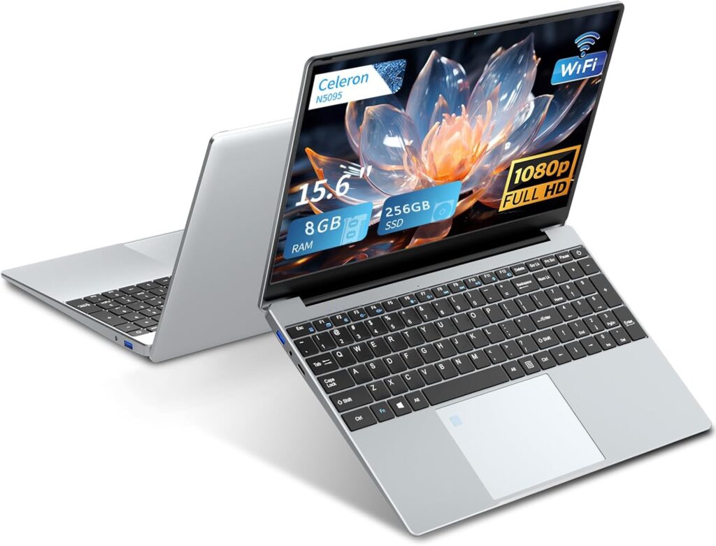 15.6 Inch Laptop,Gaming Laptop,N5095 Laptops 8GB RAM 256GB SSD,1920X1080 FHD IPS,Fingerprint Unlock, Backlit Keyboard,180 Open Angle,WiFi 5,Bluetooth 4.2,First Choice For Students Business Office