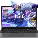 15.6" Laptop Computer,Metal Shell,Gaming Laptops with FHD IPS Display,AMD Ryzen7 5700U Octa-Core Processor,16GB LPDDR4,1TB PCIe SSD,Fingerprint Reader,Backlit Keyboard,Webcam,WiFi 6,Grey