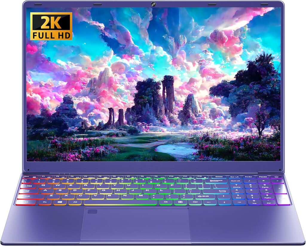 16" Purple Gaming Laptop 12G LPDDR5 RAM 1TB NVMe SSD Alder Lake N95 CP, 2K FHD(1920 * 1200) IPS Screen/Color Backlit KB/Fingerprint/Windows 11 PC for Game Work Study