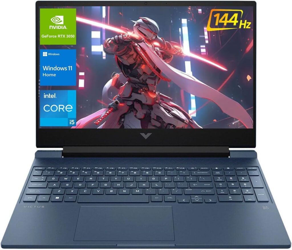 HP Victus 15.6 i5 Gaming Laptop, 15.6" FHD 1920*1080 144Hz, Intel Core i5-12450H, NVIDIA GeForce RTX 3050, 16GB RAM, 1TB SSD, Backlit KB, Touchpad, SD Card Reader, Webcam, HDMI, Wi-Fi 6, W11 H, Blue