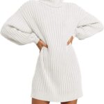 ANRABESS Women Oversized Sweater Dress Turtleneck Batwing Long Sleeve Ribbed Knit Loose 2024 Fall Winter Casual Short Dress