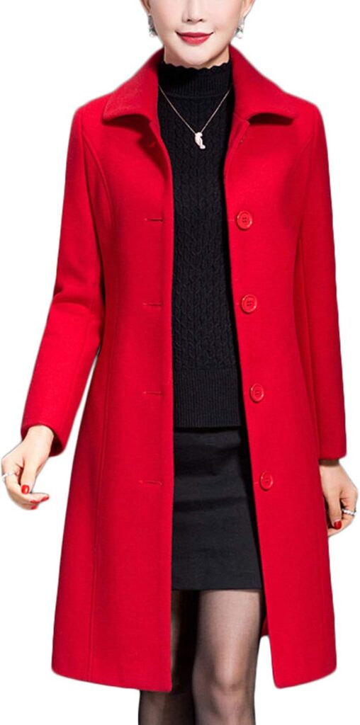 Jenkoon Women's Wool Trench Coat Winter Long Thick Overcoat Walker Coats