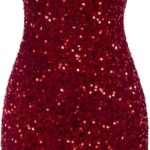 GRACE KARIN Sequin Dress for Women Sleeveless Sparkly Glitter Halter Dress Bodycon Mini Club Dresses 2024