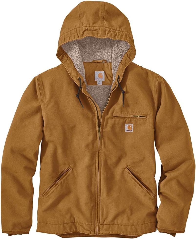 Carhartt Men's Relaxed Fit Washed Duck Sherpa-Lined Jacket