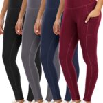 4 Pack Leggings with Pockets for Women,High Waist Tummy Control Workout Yoga Pants