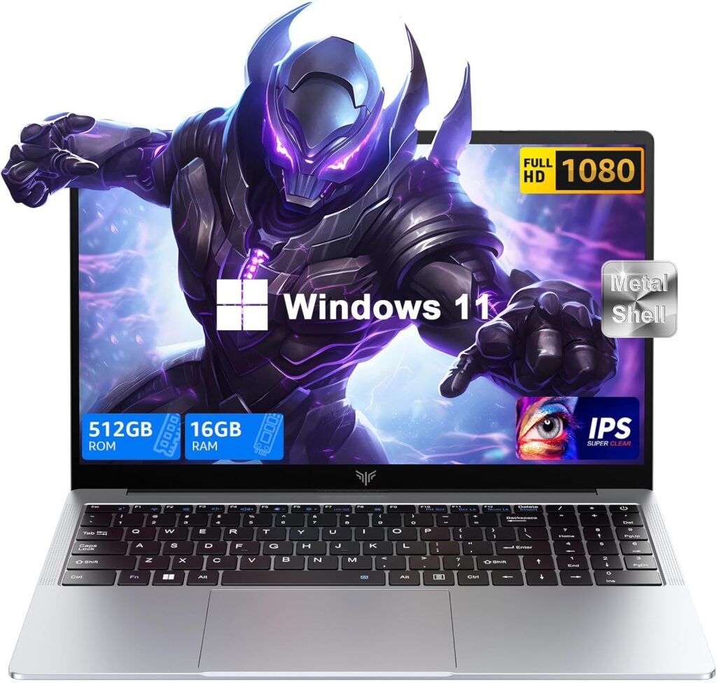 ACEMAGIC Laptop, Newest Windows 11 Laptop Computer,16GB DDR4 512GB SSD Gaming Laptop, 15.6 inch Quad-Core Processor, 180° Open Angle,Long Battery Life,Metal Shell,WiFi,USB3.2, Type C