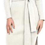 ANRABESS Womens Long Sleeve Sweater Dress Crew Neck Slim Fit Slit Tie Waist 2024 Ribbed Knit Bodycon Midi Dress Fall Outfits