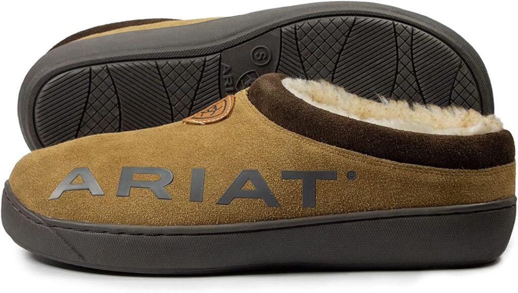 ARIAT Men's Indoor & Outdoor Suede Hooded Clog Slippers With Ariat Logo