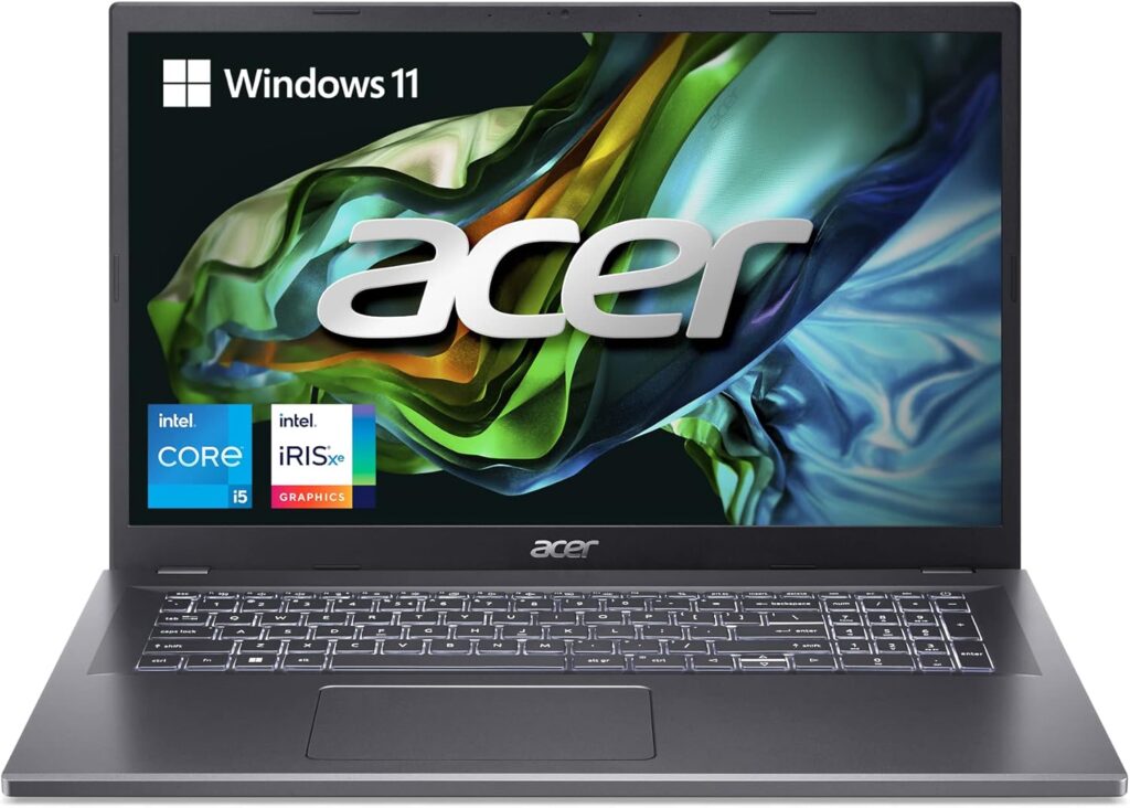 Acer Aspire 5 17 A517-58M-59R9 Slim Laptop | 17.3" FHD (1920 x 1080) IPS | Intel Core i5-1335U | Intel Iris Xe Graphics | 16GB LPDDR5 | 512GB Gen 4 SSD | Wi-Fi 6E | USB4/Thunderbolt 4 | Backlit KB