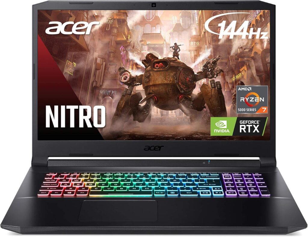 Acer Nitro 5 AN517-41-R0RZ Gaming Laptop, AMD Ryzen 7 5800H (8-Core) | NVIDIA GeForce RTX 3060 Laptop GPU | 17.3" FHD 144Hz IPS Display | 16GB DDR4 | 1TB NVMe SSD | WiFi 6 | RGB Backlit Keyboard