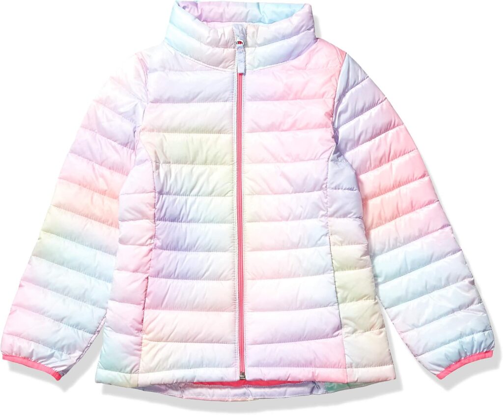 Amazon Essentials Girls and Toddlers' Lightweight Water-Resistant Packable Mock Puffer Jacket