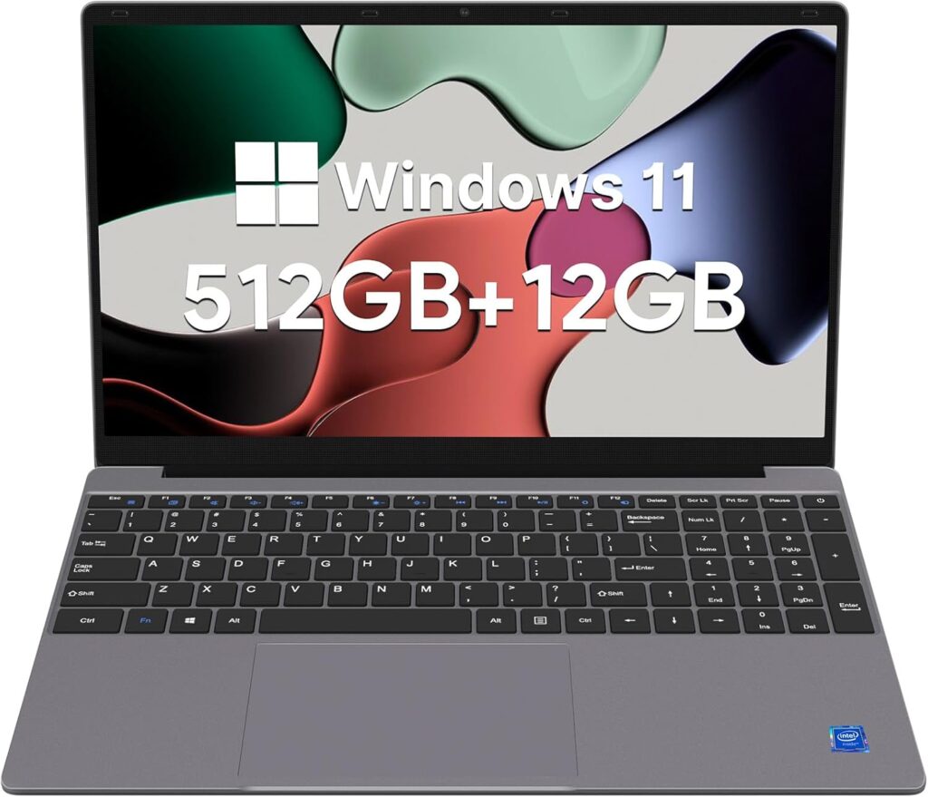 ApoloSign 12GB RAM, 512GB SSD Laptop, Expandable 1TB, with Intel N5095 High-Speed Performance Laptop Computer, and 15.6" Full HD Display, Dual-Band WiFi, 178° Open Angle, Dual Speakers