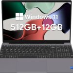 ApoloSign 12GB RAM, 512GB SSD Laptop, Expandable 1TB, with Intel N5095 High-Speed Performance Laptop Computer, and 15.6" Full HD Display, Dual-Band WiFi, 178° Open Angle, Dual Speakers