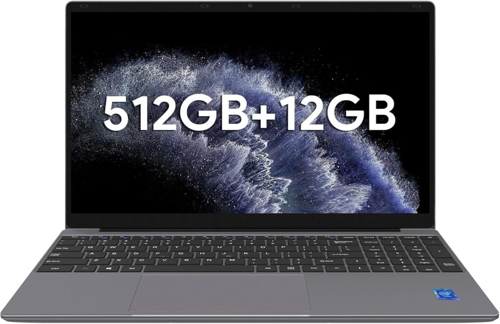 ApoloSign 15.6" Full HD Laptop, 12GB RAM, 512GB SSD, Expandable to 1TB, Intel N5095 Processor, Dual-Band WiFi, 178° Viewing Angle, Dual Speakers-Gray