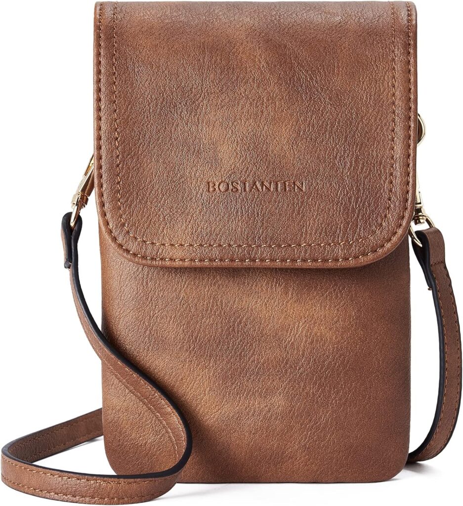 BOSTANTEN Vegan Leather Small Crossbody Bags for Women Designer Cell Phone Bag Wallet Purses Adjustable Strap