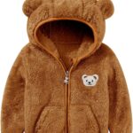 Baby Boys Girls Fleece Jackets Zip Up Hoodies Cute Bear Coats Fall Winter Fuzzy Jacket Newborn Boys Girls Outwear