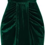 Belle Poque Women Velvet Dress with Slit Midi Formal Halter Neck Cocktail Dresses for Women