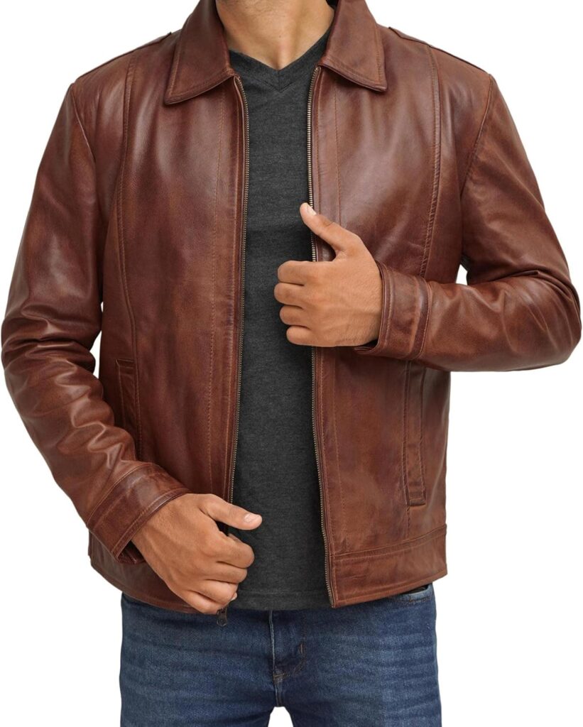 Brown Leather Jacket Men - Black Real Lambskin Mens Leather Jacket