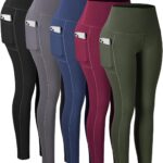 CHRLEISURE Leggings with Pockets for Women, High Waisted Tummy Control Workout Yoga Pants