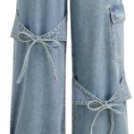 CIDER Baggy Jeans for Women High Waisted Wide Straight Leg Bow Jeans Denim Pants