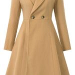 CURLBIUTY Women's Pea Coat Double Breasted A Line Long Trench Coat Winter Dress Coat with Pockets